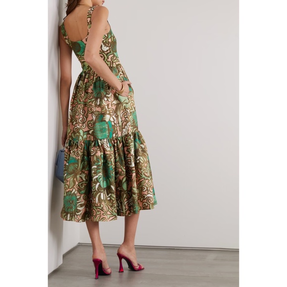 La DoubleJ Capri Floral Silk Twill Midi Dress Size L - Picture 7 of 11